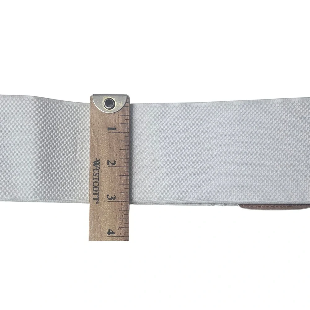 Lauren Ralph Lauren Women's White Wide Elastic Cinch Belt Faux Patent Leather M